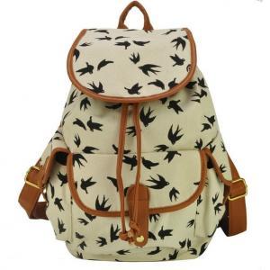Bird Print Backpack Graphic Canvas Backpack Girl..