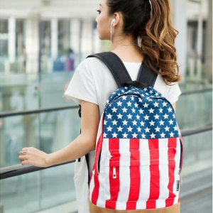 Us Flag Canvas Girl Backpack
