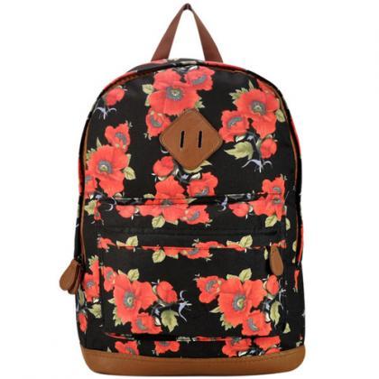 Summer Floral Canvas Backpack