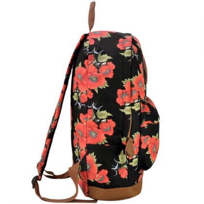 Summer Floral Canvas Backpack