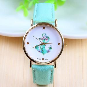 Anchor Print Face Leather Girl Watch