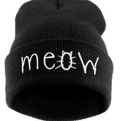 Meow Print Winter Accessories Cat Girl Hat