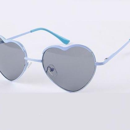 Heart Shape Blue Frame Sexy Woman Sunglasses