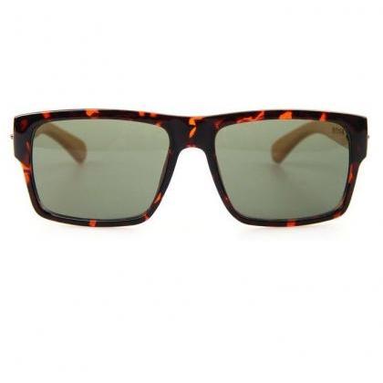 Wayfarer Wood Frame Leopard Fashion Sunglasses