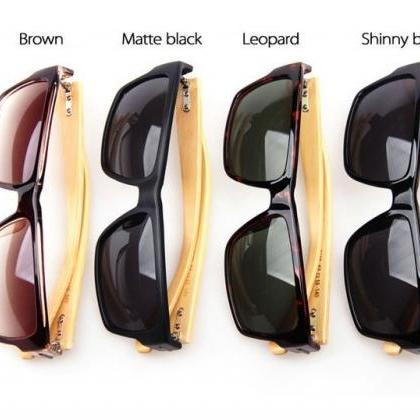Wayfarer Wood Frame Leopard Fashion Sunglasses