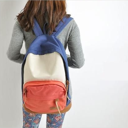 Colorful Casual Student Red Pocket Girl Backpack