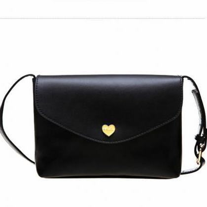 Envelope Heart Black Button Woman Handbag