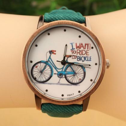 I Want To Ride Bicycle Unisex Green Strap Teen..