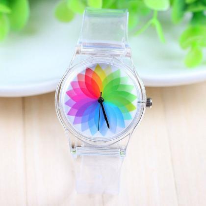 Colorful Rubber Kids Girl Watch