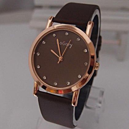 Pu Leather Black Casual Everyday Woman Watch
