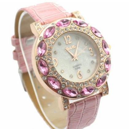 Luxury Elegant Rhinestones Pink Watch