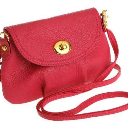 Cross Body Messenger Red Leather Woman Handbag
