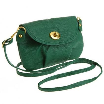 Cross Body Messenger Green Leather Woman Handbag