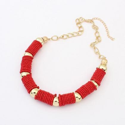 Statement Beads Fashion Red Woman Jewelry Necklace