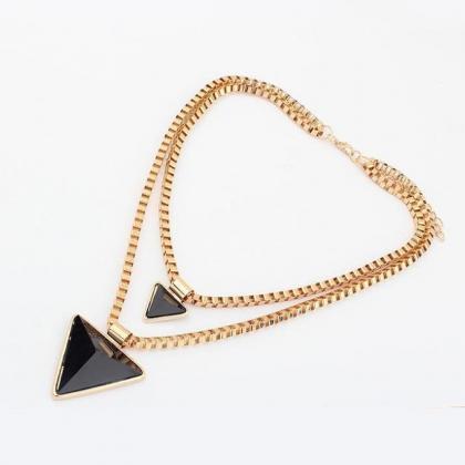 Triangle Black Pendants Chain Jewelry Woman..