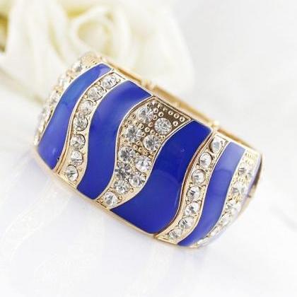 Rhinestones Bangle Fashion Blue Woman Jewelry..