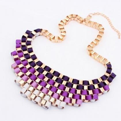 Fashion Purple Statement Jewelry Dress Evening..