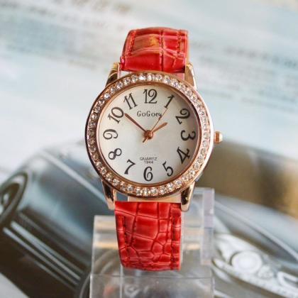 Young And Restless Red Leather Woman Watch