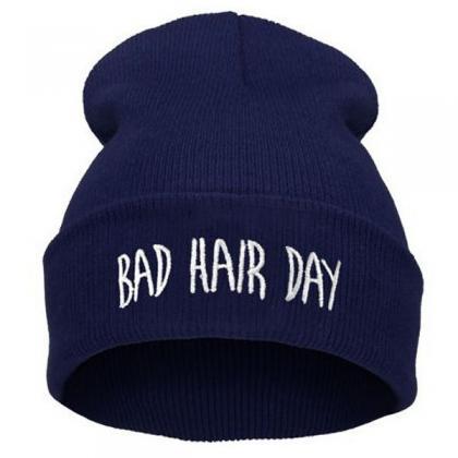 Bad Hair Day Print Blue Teen Winter Unisex Hat