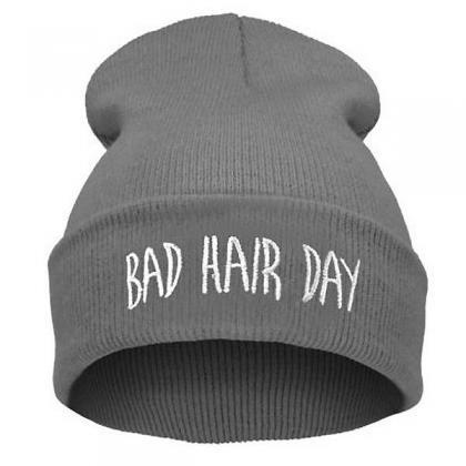 Bad Hair Day Print Gray Teen Winter Unisex Hat