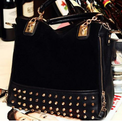 Rivets Decoration Leather Messenger Woman Handbag