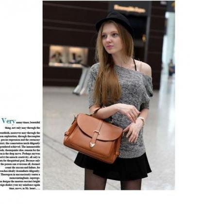 Fashion Messenger Brown Leather Woman Handbag