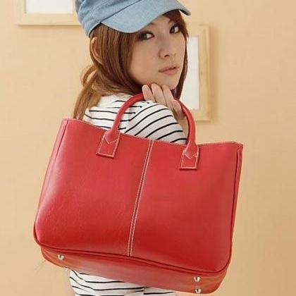 Fashion Shoulder Red Totes Woman Handbag
