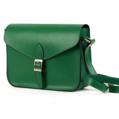 Messenger Shoulder Pu Green Leather Woman Handbag