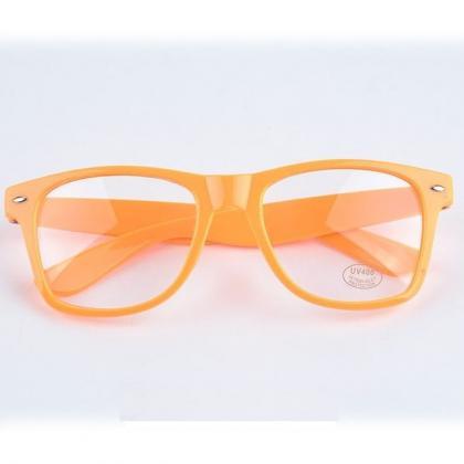 Clear Lenses Orange Wayfarer Fashion Trendy Unisex..