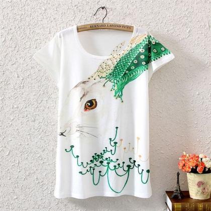 Cute Rabbit Fashion Beach Teen Girl Shirt