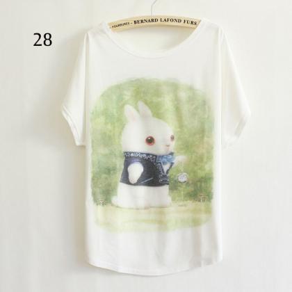 Rabbit Fun Cute Cotton Shirt Girl Tee