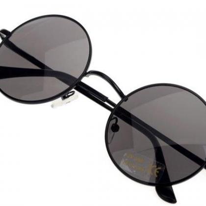 Fashion Round Black Lenses Girl Sunglasses