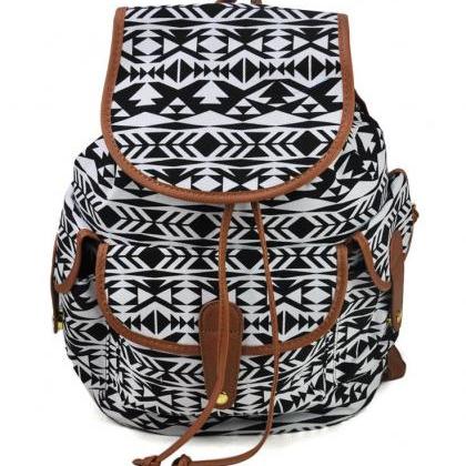 Unisex Canvas Bag White Student School Backpack