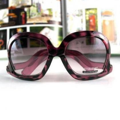 Leopard Unique Frame Purple Fashion Sunglasses