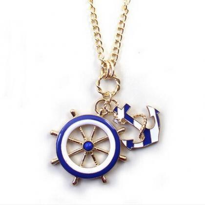 Pendant Navy Anchor Wheel Casual Party Necklace
