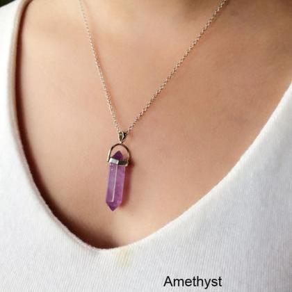 Water Drop Pendant Purple Stone Woman Necklace