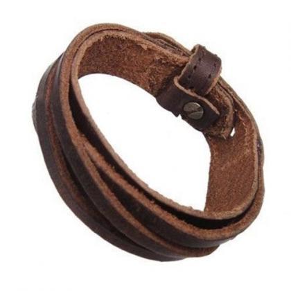 Pu Leather Unisex Party Brown Teen Bracelet