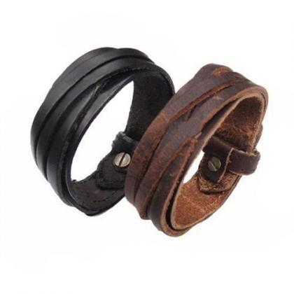 Pu Leather Unisex Party Brown Teen Bracelet