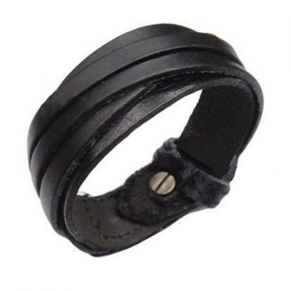 Pu Leather Unisex Party Black Teen Bracelet