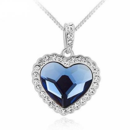 Heart Shape Swarovski Elements Blue Crystals..