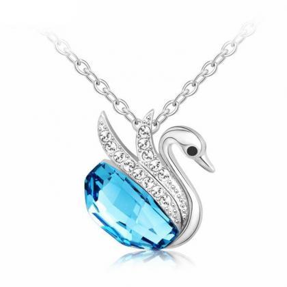 Swan Jewelry Swarovski Blue Crystals Elegant..