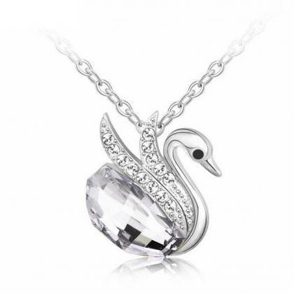 Swan Jewelry Swarovski White Crystals Elegant..
