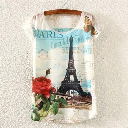 Eiffel Towel Paris Vacation Summer Woman Top