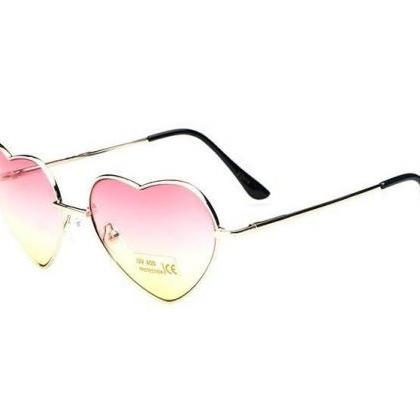 Summer Cute Heart Fashion Pink Lens Sunglasses