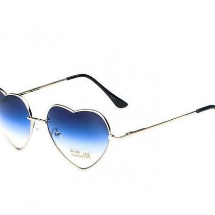 Summer Cute Heart Fashion Blue Beach Sunglasses