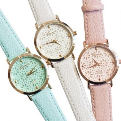 Cute Floral Teen Girl White Party Watch