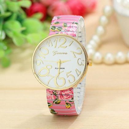 Floral Fashion Summer Party Girl Teen Pink Watch