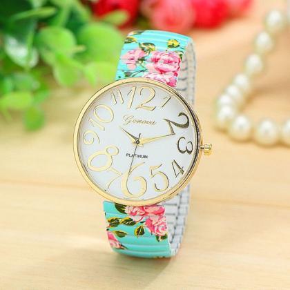 Floral Fashion Summer Party Girl Teen Green Watch