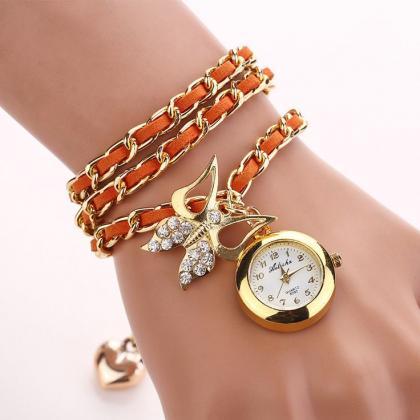 Dress Long Orange Bracelet Fashion Lady Watch