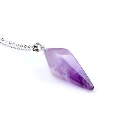 Natural Stone Purple Pendant Jewelry Woman..